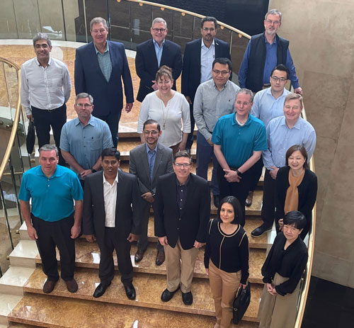 Prior to its winter meeting March 21-23 in Singapore, the AMCA Board of Directors met members of the Asia Region Steering Committee. Pictured are (front row, from left) board member Shelly Bibby, general manager, Construction Specialties Middle East LLC; Mdm. Goh Swee Lee, executive director, Asia AMCA; (second row, from left) board member Brett Vake, vice president of customer experience, Twin City Fan Companies Ltd.; steering-committee Vice Chair Veer Munirathinam, technical director, Prudent Aire Sdn Bhd; board President Mark Bublitz, vice president, industry affairs, The New York Blower Co.; (third row, from left) board member Noman Qamar, technical director, Central Ventilation Systems; Ms. Tan Tin Tin, technical director, Asia AMCA; (fourth row, from left) board member Mark Saunders, vice president, sales and marketing, Pottorff; Paul Fajnor, director of finance, human resources, and information technology, AMCA; Kevin Faltin, executive director, AMCA; (fifth row, from left) Kim Delort, associate executive director, AMCA; board member Jye Teoh, managing director, Kruger Ventilation Industries Asia Co. Ltd., Thailand; steering-committee member Timothy Ang, technical manager and assistant to the managing director, Ziehl-Abegg SEA Pte. Ltd.; (back row, from left) board Treasurer Ed Rizk, executive director, OSA Products; board Vice President Mike Wolf, director of regulatory business development, Greenheck Fan Corp.; Chairman of the Board Jim Meats, vice president, sales and marketing, Loren Cook Co.; board Secretary Asokdas Damodaran, managing director, Systemair India; and board member Armin Hauer, manager, regulatory and government affairs, ebm-papst.